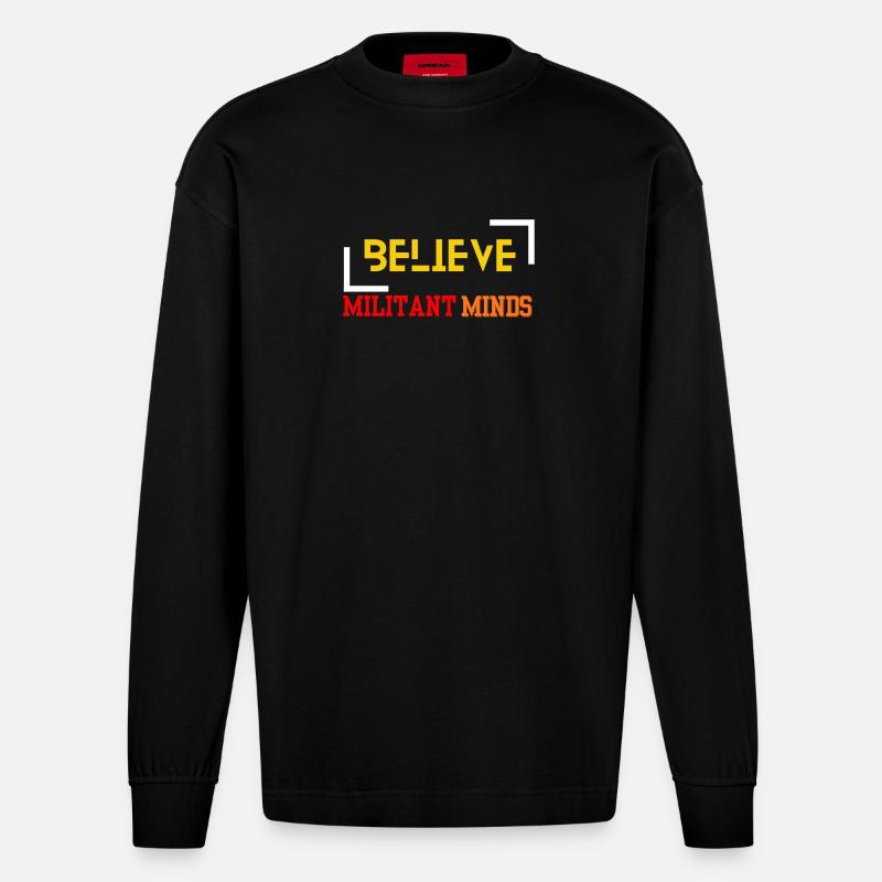 Croyez les esprits militants - Manches longues bio épais oversize fabriqué en UE - SOLID BLACK