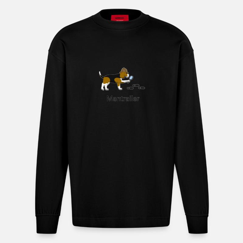 Mantrailing Beagle - Heavyweight Oversized Organic Longsleeve Shirt Made in EU - SOLID BLACK