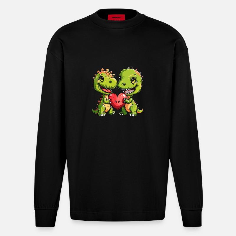 Couple de vers Saint-Valentin - Manches longues bio épais oversize fabriqué en UE - SOLID BLACK