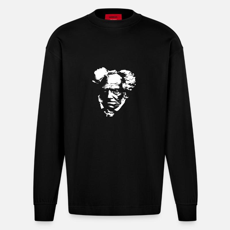 Arthur Schopenhauer - Heavyweight Oversized Organic Langarmshirt Made in EU - SOLID BLACK