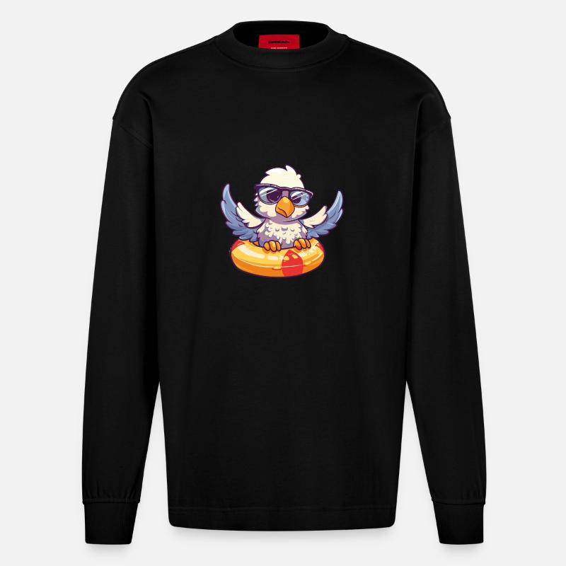 Eagle Comic Cool - Heavyweight Oversized Organic Longsleeve Shirt Made in EU - SOLID BLACK