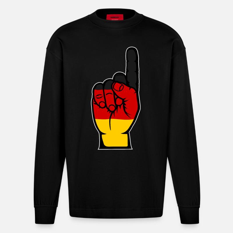 Drapeau allemand numéro 1 - Manches longues bio épais oversize fabriqué en UE - SOLID BLACK