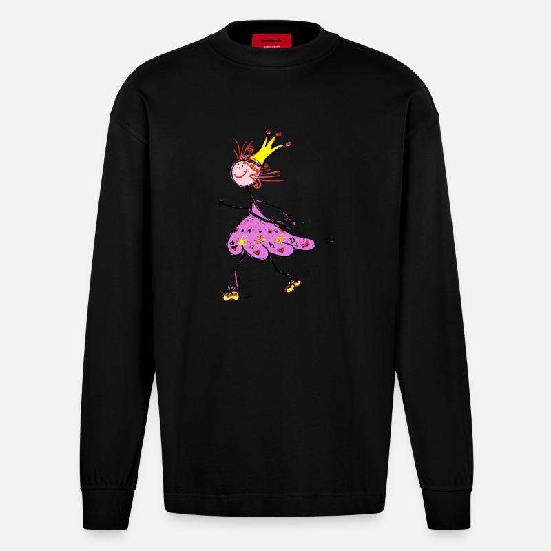 Exécution de la Princesse - Manches longues bio épais oversize fabriqué en UE - SOLID BLACK