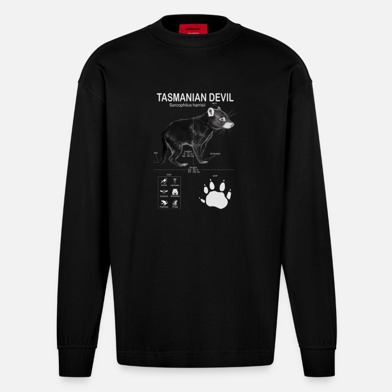 Tasmanian Devil - Heavyweight Oversized Organic Langarmshirt Made in EU - SOLID BLACK