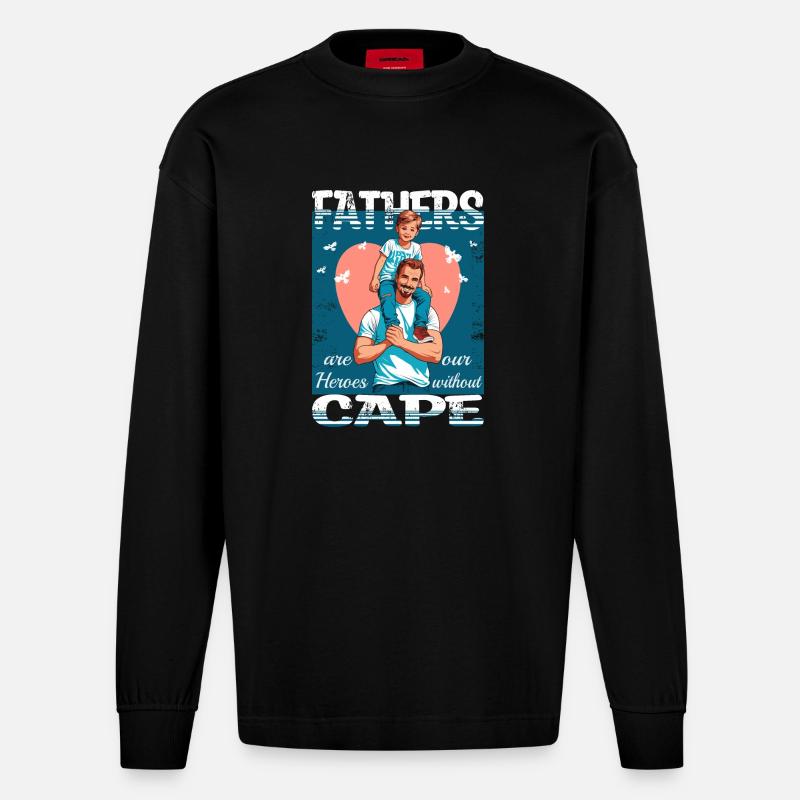 Väter sind Helden - Heavyweight Oversized Organic Langarmshirt Made in EU - SOLID BLACK