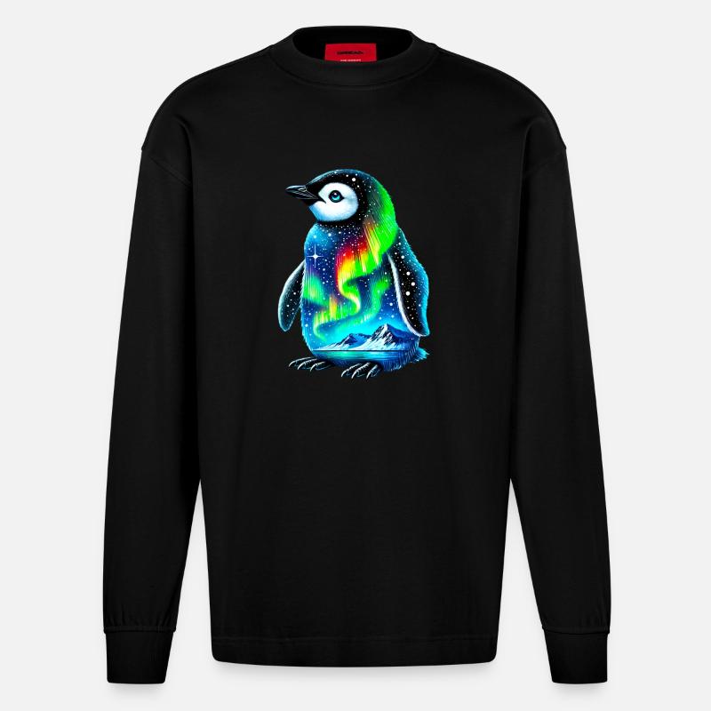 Pinguin - Heavyweight Oversized Organic Langarmshirt Made in EU - SOLID BLACK