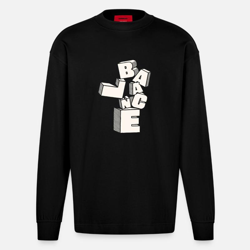 Saldo in 3D-Blockbuchstaben - Heavyweight Oversized Organic Langarmshirt Made in EU - SOLID BLACK