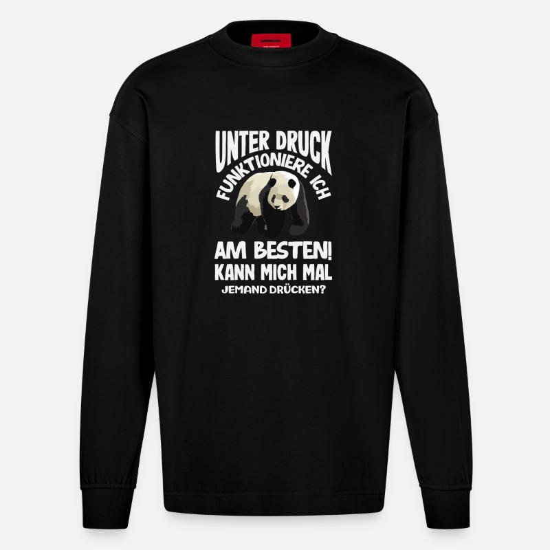 I function best under pressure - Heavyweight Oversized Organic Longsleeve Shirt Made in EU - SOLID BLACK