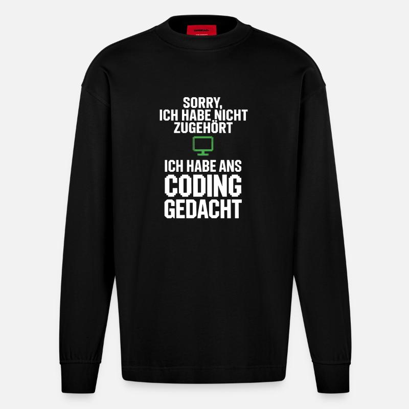 Désolé, j’ai pensé à coder - Manches longues bio épais oversize fabriqué en UE - SOLID BLACK