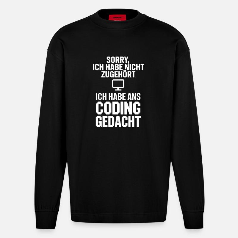 Entschuldigung Coding Kopf - Heavyweight Oversized Organic Langarmshirt Made in EU - SOLID BLACK