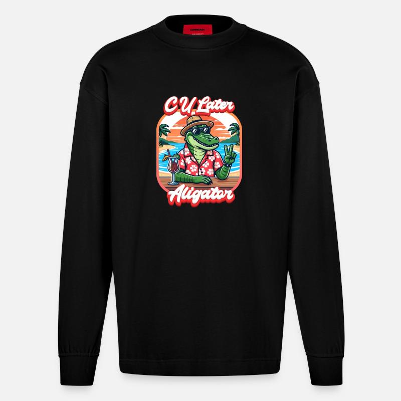 CU Aligator ultérieur - Manches longues bio épais oversize fabriqué en UE - SOLID BLACK