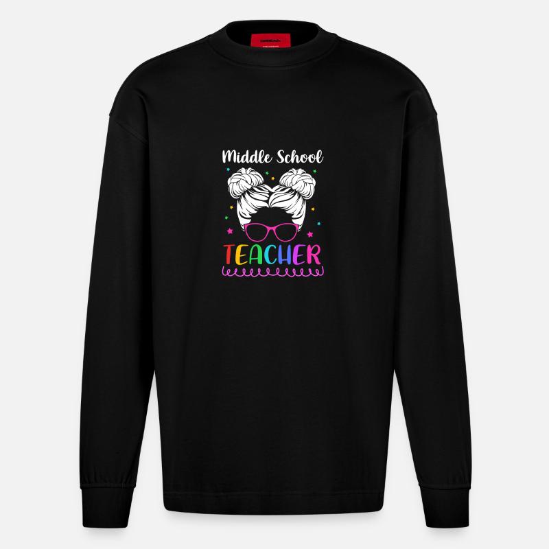 Lehrer der Mittelstufe - Heavyweight Oversized Organic Langarmshirt Made in EU - SOLID BLACK