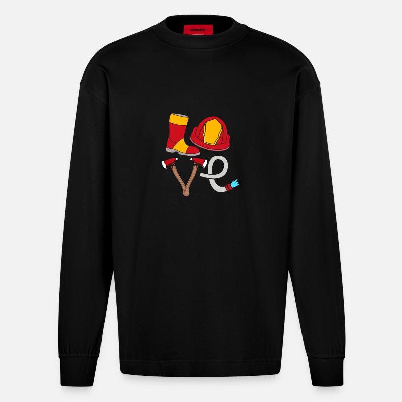 Pompier Pompier - Manches longues bio épais oversize fabriqué en UE - SOLID BLACK