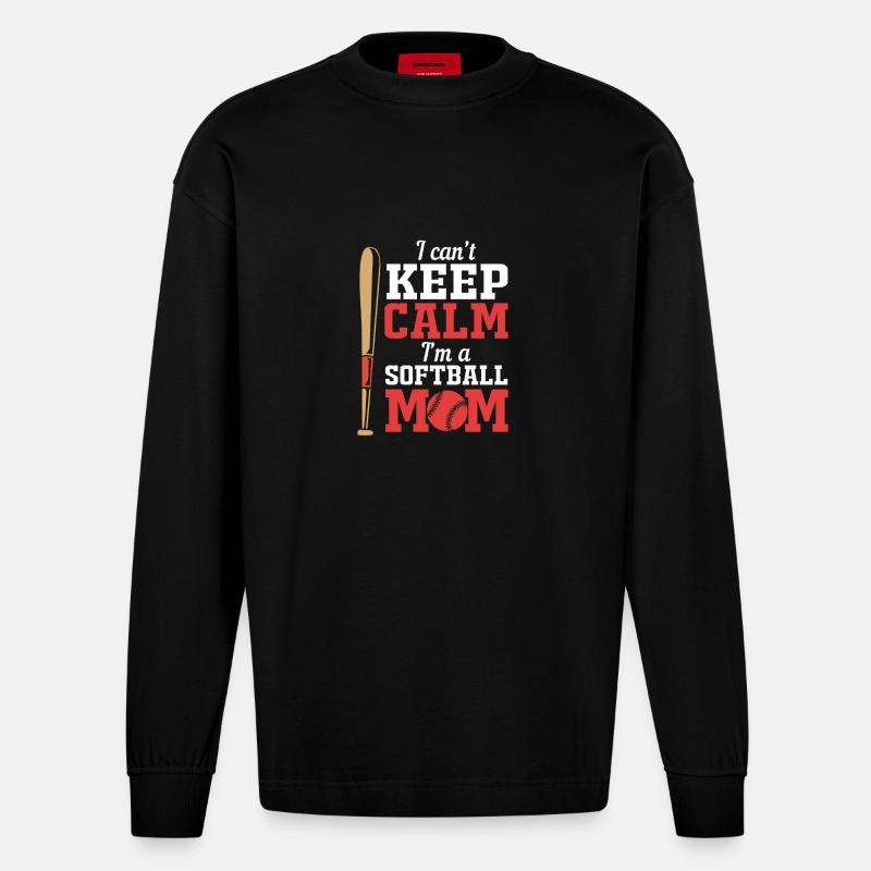 Softball Mutter Softball Mama - Heavyweight Oversized Organic Langarmshirt Made in EU - SOLID BLACK
