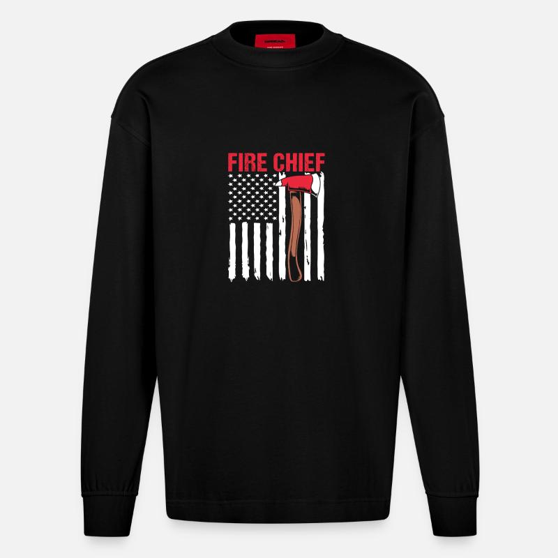 Enfant pompier - Manches longues bio épais oversize fabriqué en UE - SOLID BLACK