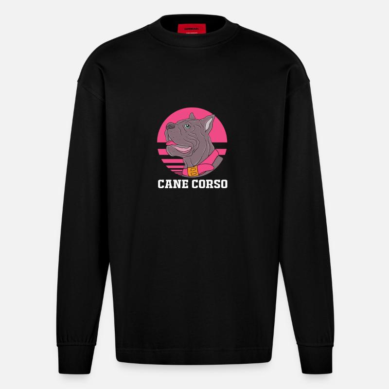 Cane Corso - Heavyweight Oversized Organic Langarmshirt Made in EU - SOLID BLACK