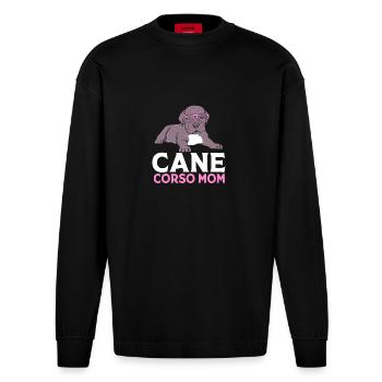Cane corso - Manches longues bio épais oversize fabriqué en UE - SOLID BLACK - Devant