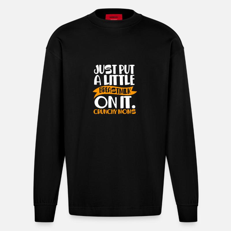 Crunchy Mama - Heavyweight Oversized Organic Langarmshirt Made in EU - SOLID BLACK