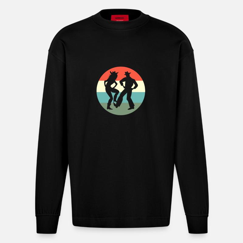 Square Dance - Heavyweight Oversized Organic Langarmshirt Made in EU - SOLID BLACK