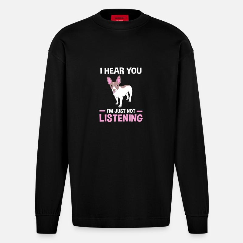 Rat Terrier - Heavyweight Oversized Organic Langarmshirt Made in EU - SOLID BLACK