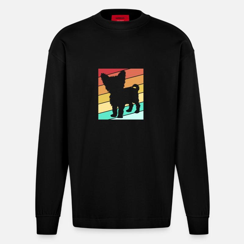 Yorkshire Terrier - Heavyweight Oversized Organic Langarmshirt Made in EU - SOLID BLACK