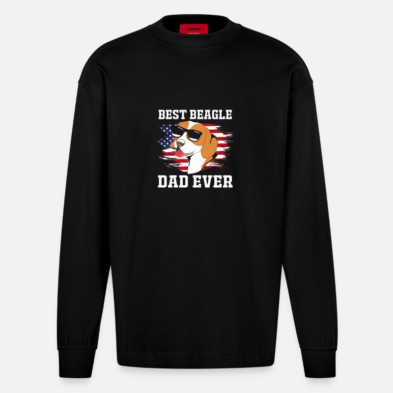 Papa Beagle - Manches longues bio épais oversize fabriqué en UE - SOLID BLACK