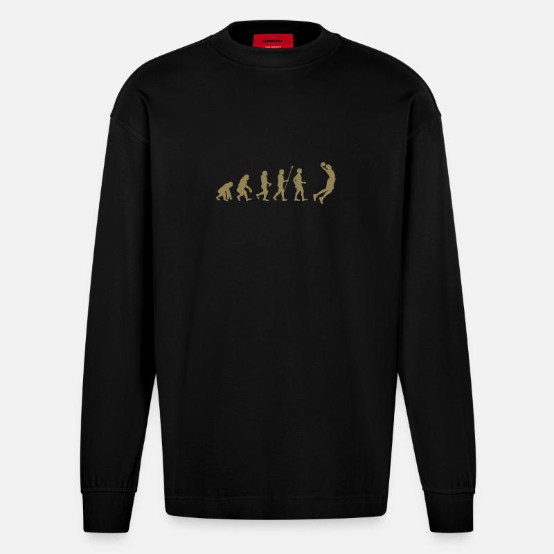 basketball Evolution - Basketballer beim Dunking - Heavyweight Oversized Organic Langarmshirt Made in EU - SOLID BLACK