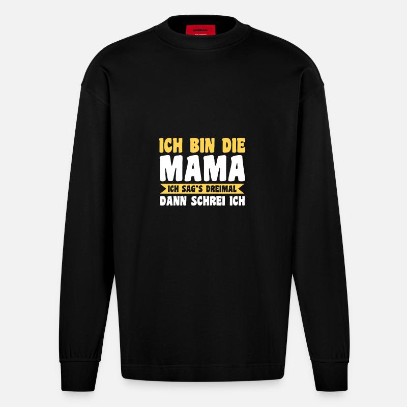 Mutter Team Mama - Heavyweight Oversized Organic Langarmshirt Made in EU - SOLID BLACK
