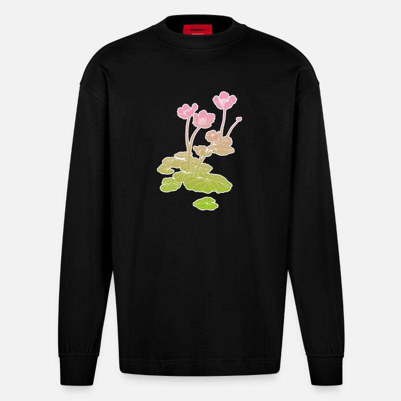 Water Lily - Heavyweight Oversized Organic Langarmshirt Made in EU - SOLID BLACK