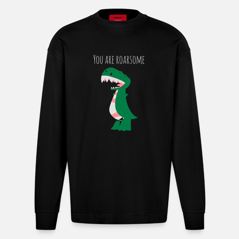 Trex Spruch - Heavyweight Oversized Organic Langarmshirt Made in EU - SOLID BLACK