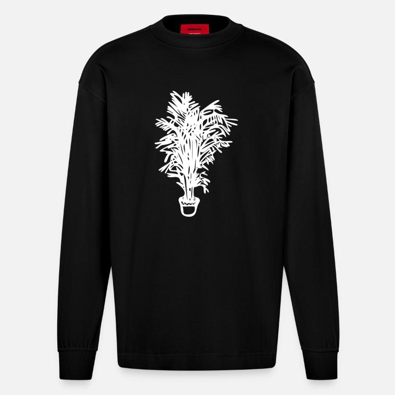 Topfpflanze, Geschenk, Geschenkidee - Heavyweight Oversized Organic Langarmshirt Made in EU - SOLID BLACK