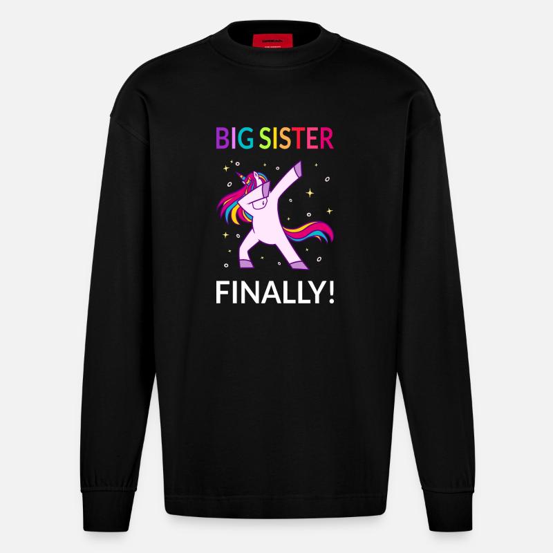 Große Schwester Endlich ich - Heavyweight Oversized Organic Langarmshirt Made in EU - SOLID BLACK