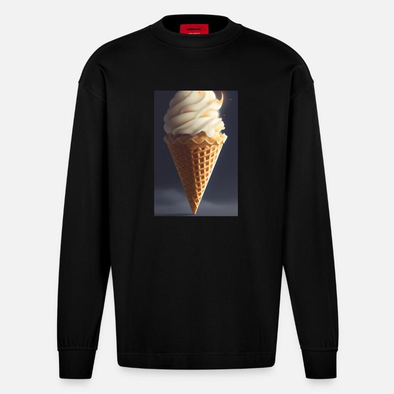 Eiscreme - Heavyweight Oversized Organic Langarmshirt Made in EU - SOLID BLACK