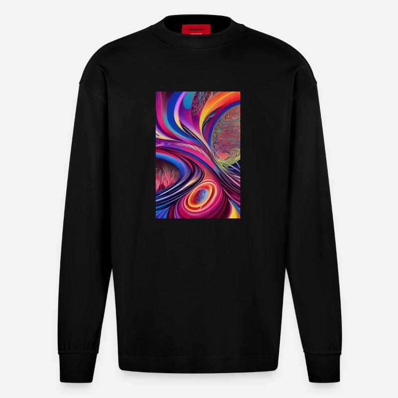 Abstrakte Kunst - Heavyweight Oversized Organic Langarmshirt Made in EU - SOLID BLACK