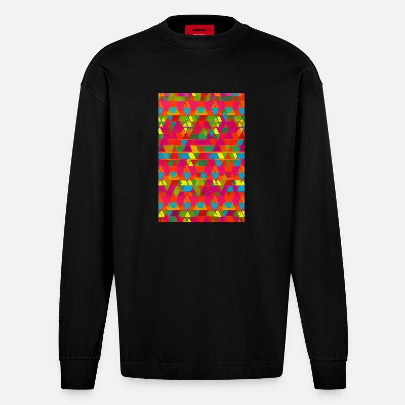 Retro Muster - Heavyweight Oversized Organic Langarmshirt Made in EU - SOLID BLACK