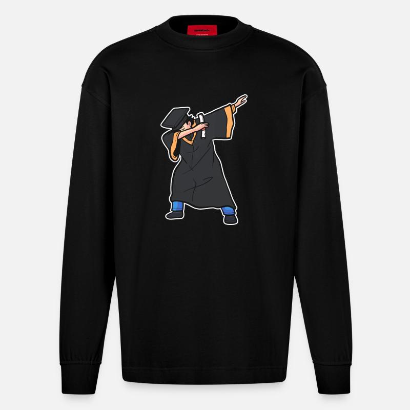 Master Studium Abschlussfeier - Heavyweight Oversized Organic Langarmshirt Made in EU - SOLID BLACK