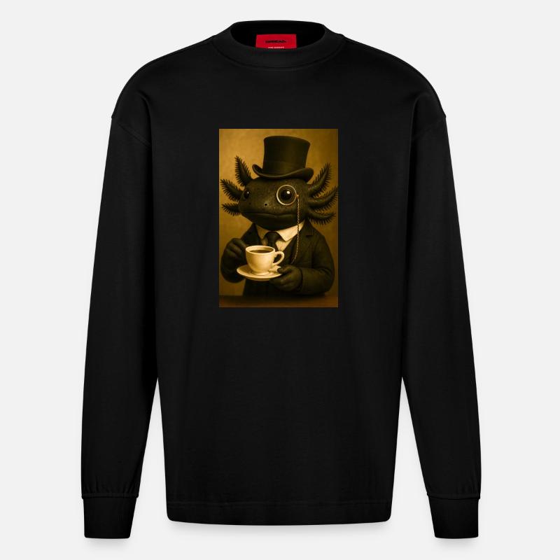 Raffiniertes Axolotl-Gebräu - Heavyweight Oversized Organic Langarmshirt Made in EU - SOLID BLACK