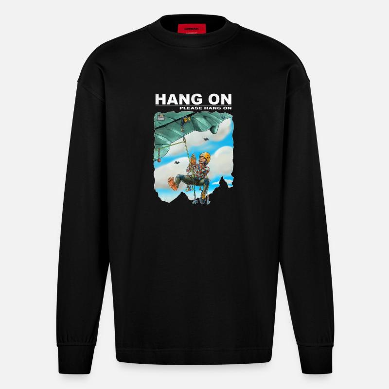 Hängen Sie ein bitte hängen - Heavyweight Oversized Organic Langarmshirt Made in EU - SOLID BLACK