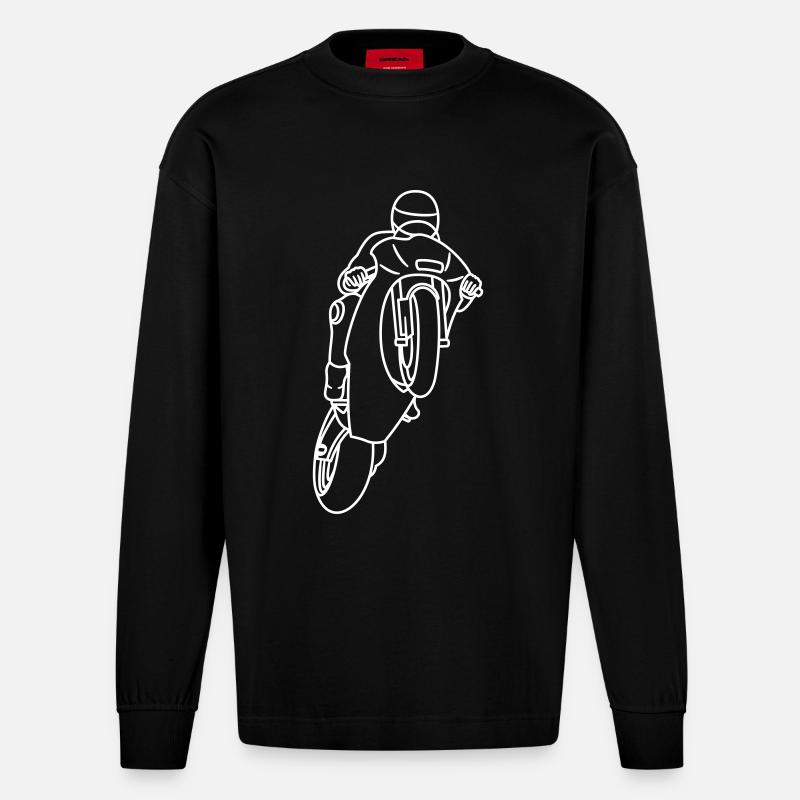 Wheelie extrem mit Rennmotorrad - hell - Heavyweight Oversized Organic Langarmshirt Made in EU - SOLID BLACK