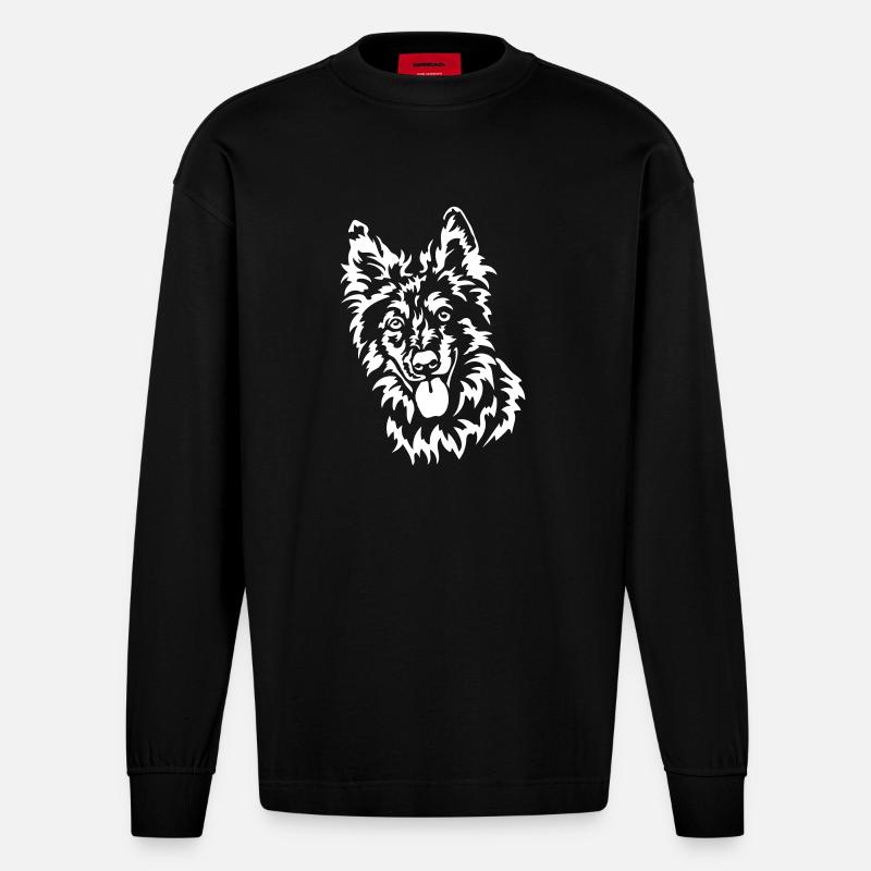 Tiger Head "Black Edition" - Heavyweight Oversized Organic Longsleeve Shirt Made in EU - SOLID BLACK