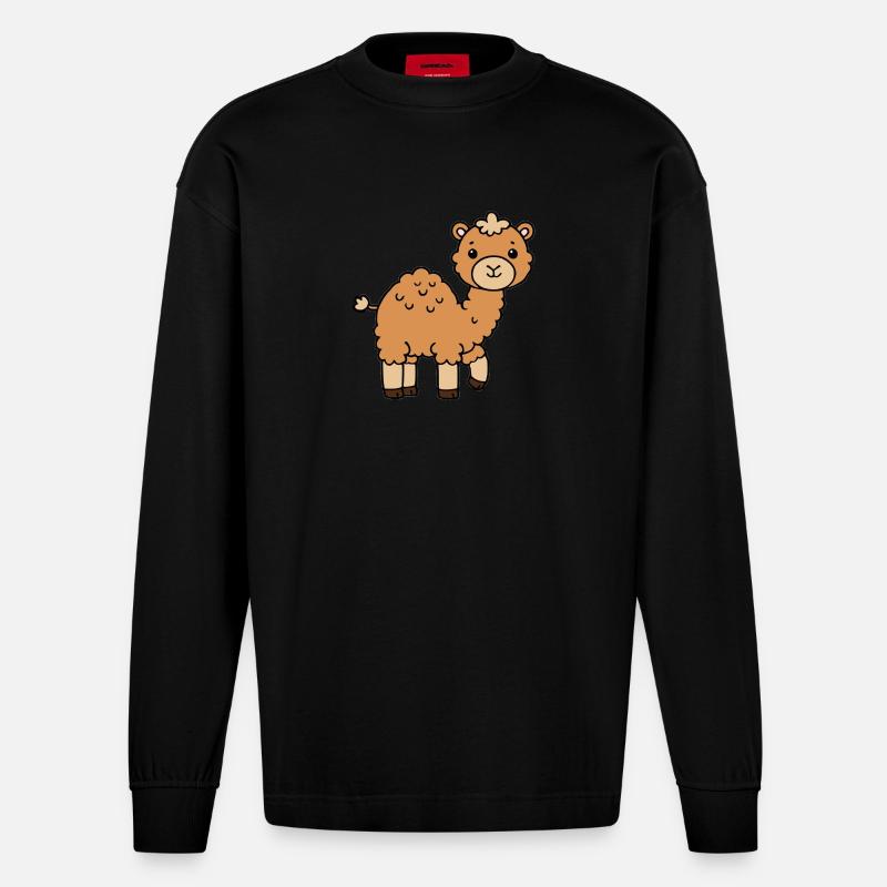 Kamel Dromedar - Heavyweight Oversized Organic Langarmshirt Made in EU - SOLID BLACK