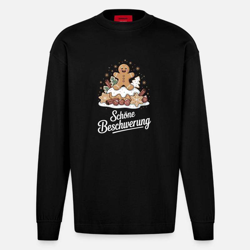 Essen ohne Limit Schöne Bescherung Plätzchen - Heavyweight Oversized Organic Langarmshirt Made in EU - SOLID BLACK