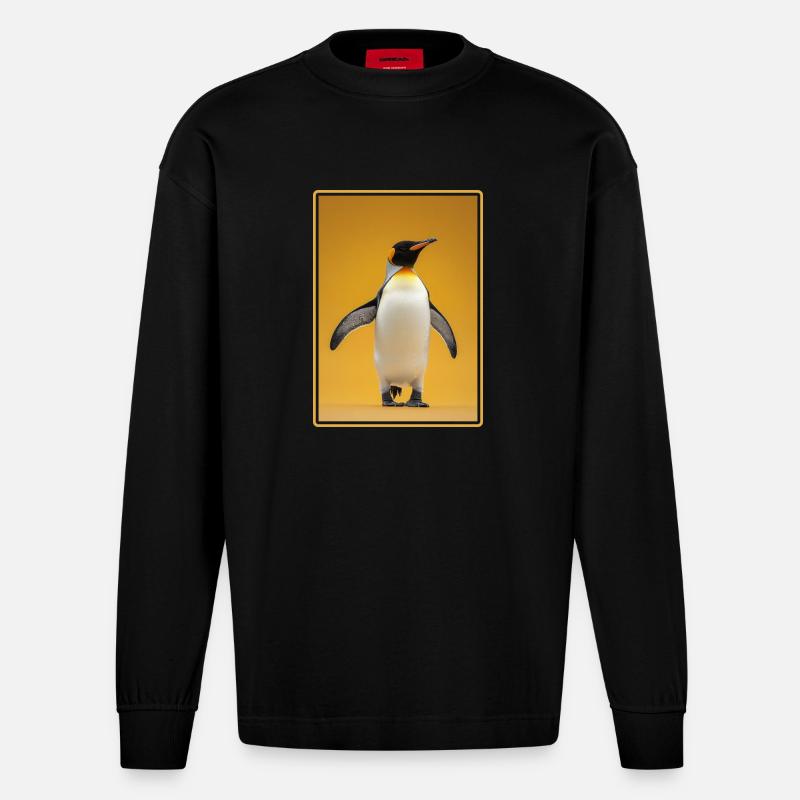 Pinguine Pinguin - Heavyweight Oversized Organic Langarmshirt Made in EU - SOLID BLACK