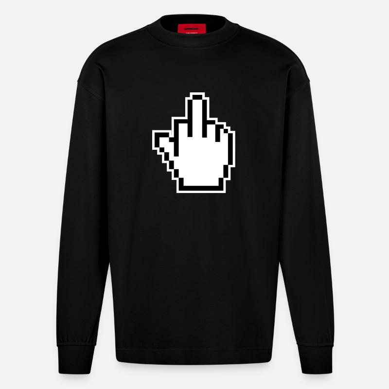 Mittelfinger Cursor Middlefinger - Heavyweight Oversized Organic Langarmshirt Made in EU - SOLID BLACK
