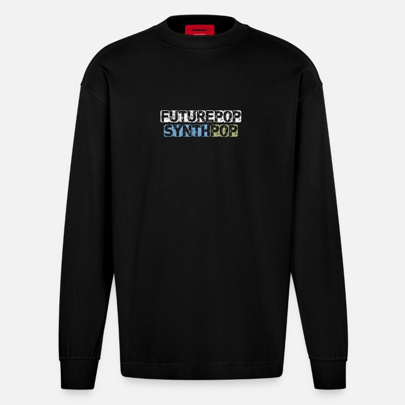 Futurepop Synthpop - Heavyweight Oversized Organic Longsleeve Shirt Made in EU - SOLID BLACK