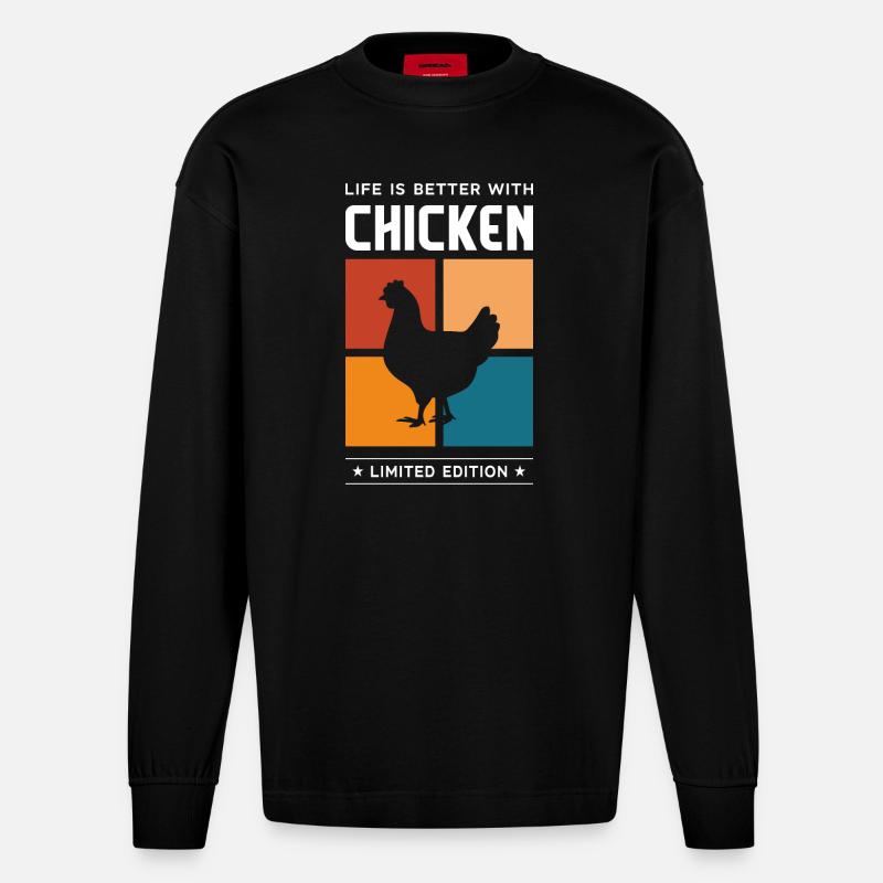 Chicken - Heavyweight Oversized Organic Langarmshirt Made in EU - SOLID BLACK