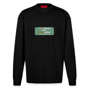 Bunte Vielfalt - Heavyweight Oversized Organic Langarmshirt Made in EU - SOLID BLACK - Vorne