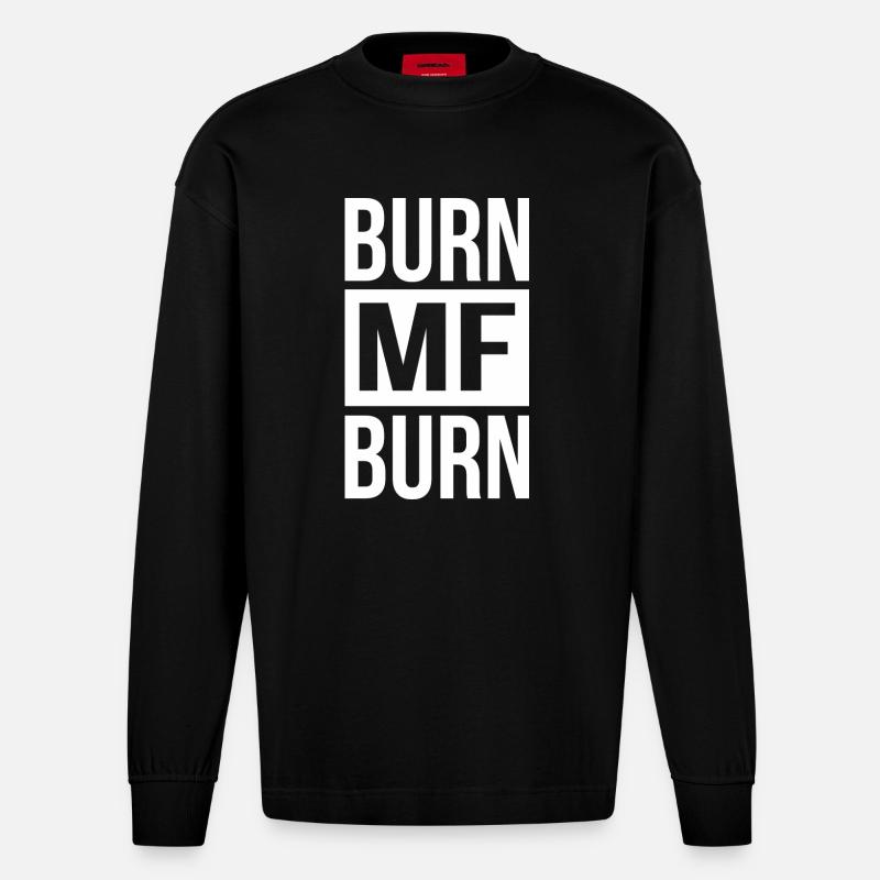 Burn MF Burn - Heavyweight Oversized Organic Longsleeve Shirt Made in EU - SOLID BLACK