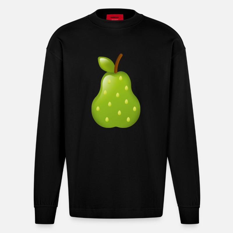 Smiley Pear - Manches longues bio épais oversize fabriqué en UE - SOLID BLACK