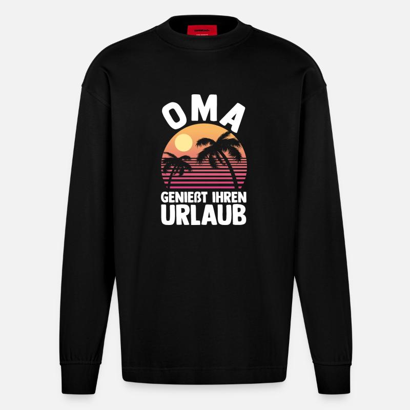 Urlaub Urlauberin Großmutter Oma - Heavyweight Oversized Organic Langarmshirt Made in EU - SOLID BLACK